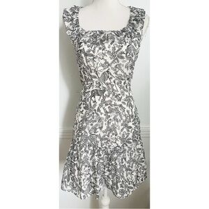 Saloni • Misha Black White Animal Patterned Ruffle Mini Dress